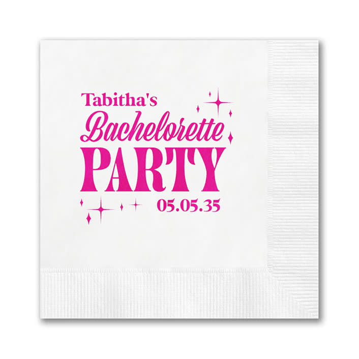 "Bachelorette Party Digital Napkin" - Napkins in white by Papel Custom Design