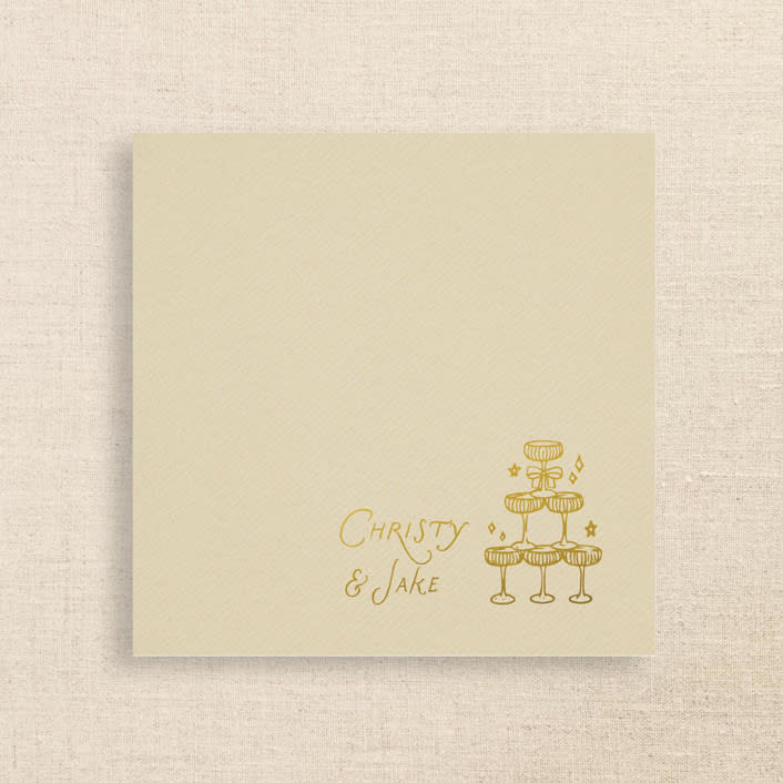 "Champagne Tower Personalized Cocktail Napkins Ivory" - Napkins in natural by Papel Custom Design