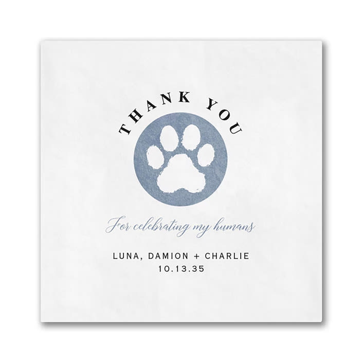 "Pet Gratitude Digital Beverage Napkin" - Napkins in white by Papel Custom Design