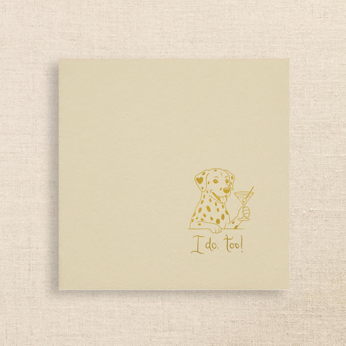"“I Do, Too!” Dalmatian Wedding Cocktail Napkins Champage" - Napkins in natural by Papel Custom Design