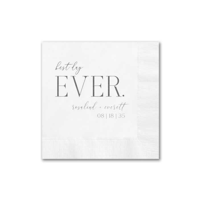 "Best Day Ever Personalized Napkin" - Napkins in white by Papel Custom Design