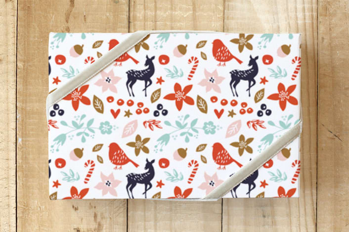 "The Pretties" - Wrapping Paper in RED by Phrosné Barwood - Front