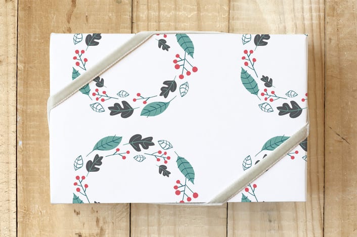 "Holiday Wreaths" - Wrapping Paper in Robin Egg by Rachel Buchholz - Front