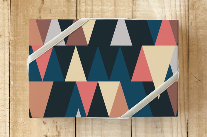 "On Point Wrapping Paper" - Wrapping Paper in Coral Pink, Navy Blue, & Neutrals by Jessica Druxman - Front