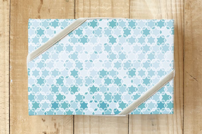 "Stars Galore" - Wrapping Paper in Turquoise Ombre by Jessica Druxman - Front