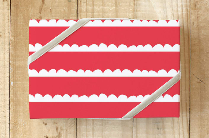 "Scallop Stripe" - Wrapping Paper in Bright Berry by Kristie Kern - Front