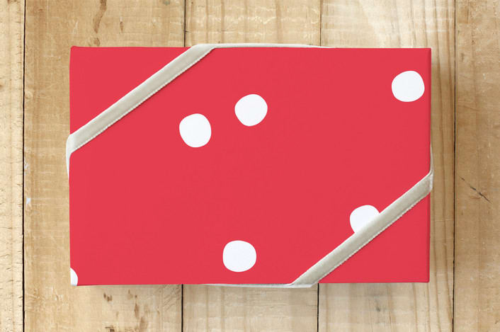 "Chic Dots" - Wrapping Paper in Bright Berry by Kristie Kern - Front