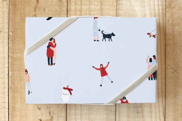 "Winter Holiday" - Wrapping Paper in sky blue by Pati Cascino - Front