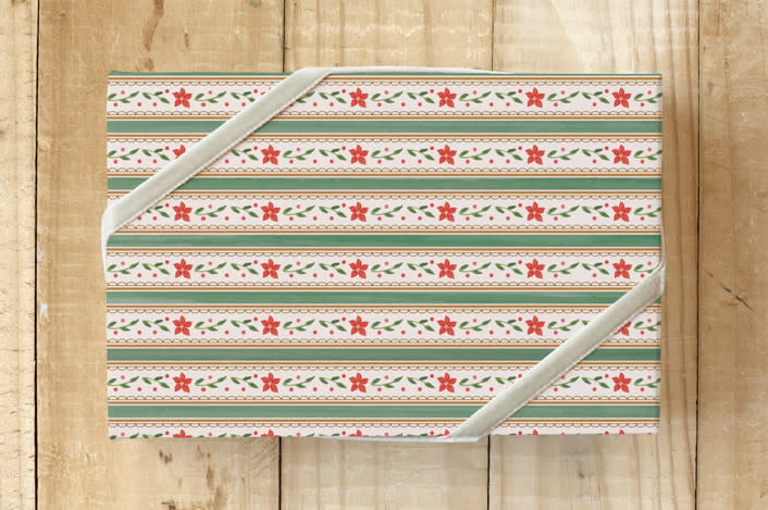 "Hand drawn Charming Stripe" - Wrapping Paper in berry by Christy Hy Lee - Front