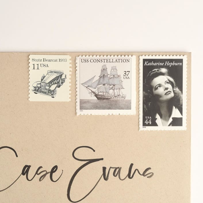 "Timeless and Elegant Black and White Postage Set // Set of 5 // $.92 in postage per set" - Postage Stamps in black by Flourish Fine Writing