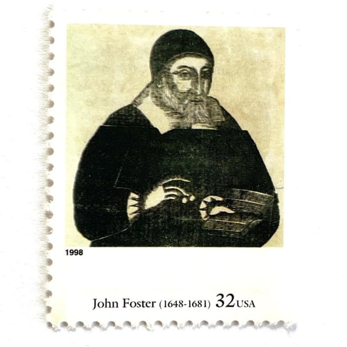 "John Foster's "Portrait of Richard Mather" Postage Stamps | Four Centuries of American Art Series | Vintage Unused USPS Postage 32c | Pack of 10" - Postage Stamps in black by Jennifer Kramer