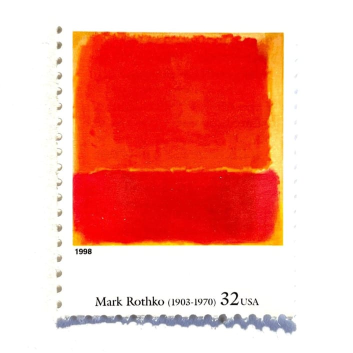 "Mark Rothko's "No. 12" Postage Stamps | Four Centuries of American Art Series | Vintage Unused USPS Postage 32c | Pack of 10" - Postage Stamps in orange by Jennifer Kramer