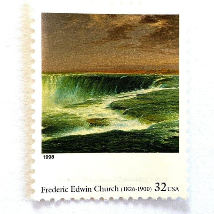 "Frederic Edwin Church's "Niagara" Postage Stamps | Four Centuries of American Art Series | Vintage Unused USPS Postage 32c | Pack of 10" - Postage Stamps in green by Jennifer Kramer