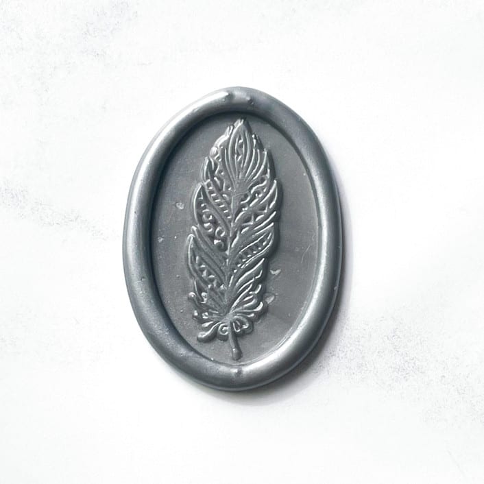 "Feather in Silver Pack of 10" - Wax Seals in silver by Abby Choi