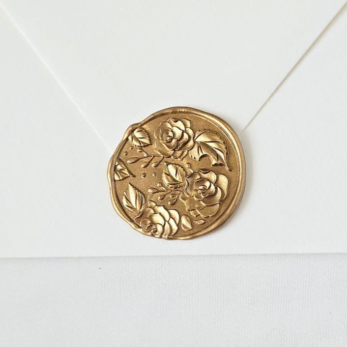 "Vintage Rose- Customizable Color- Set of 25  Hand-crafted Wax Seals" - Wax Seals in multicolor by Inkspiringletters