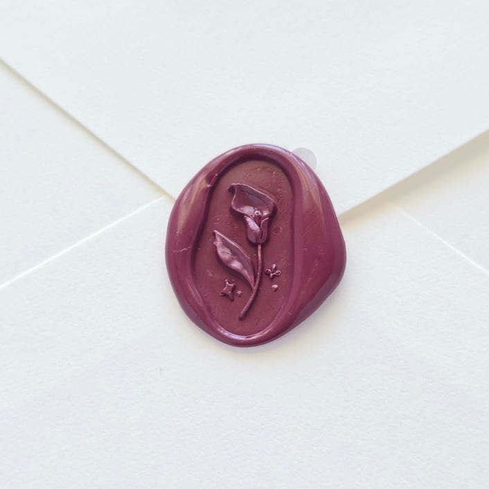 "Calla Lily- Mulberry - Hand-crafted Wax Seals- Set of 25" - Wax Seals in purple by Inkspiringletters