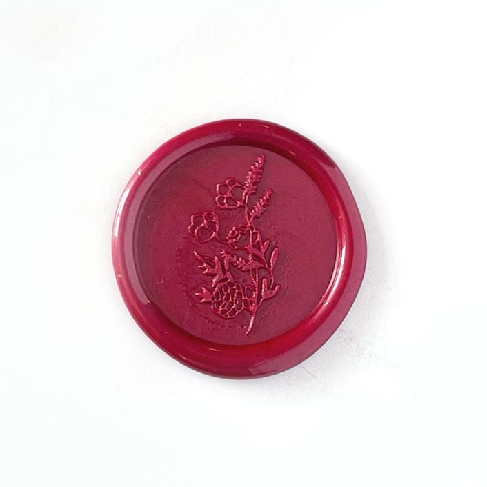 "Delicate Flower Wax Seal in Sangria Pack of 10" - Wax Seals in red by Abby Choi