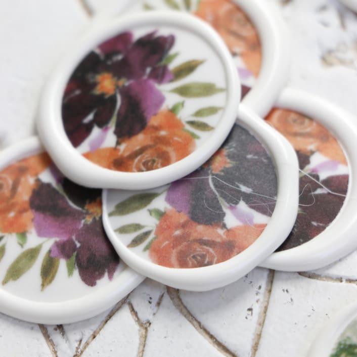 "Orange Fall Floral Vellum Wax Seals | Set of 25" - Wax Seals in orange by Clove and Cedar Design