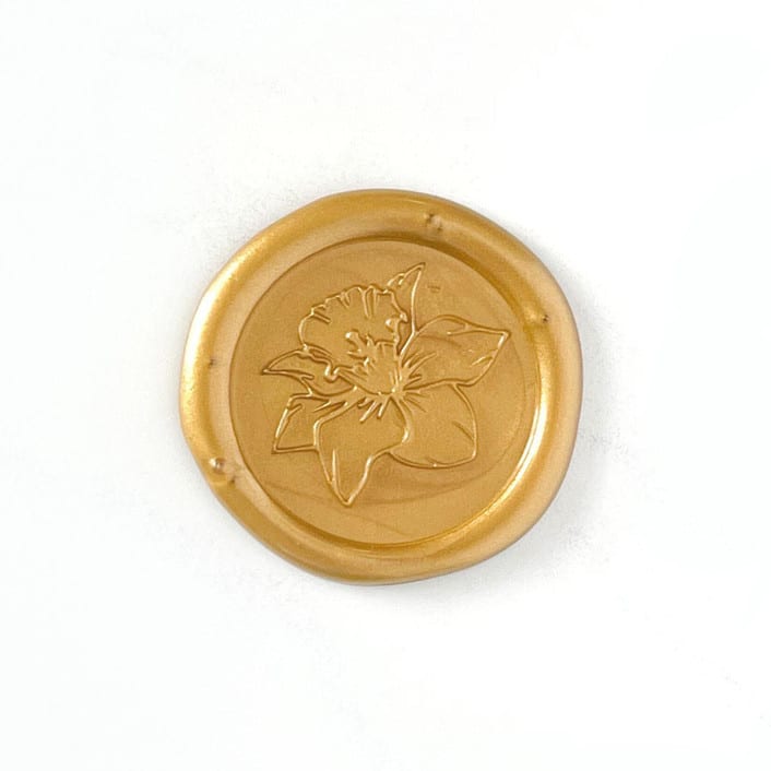 "Daffodil Bloom Wax Seal  Pack of 10, Customizable" - Wax Seals in multicolorassorted-colors by Abby Choi