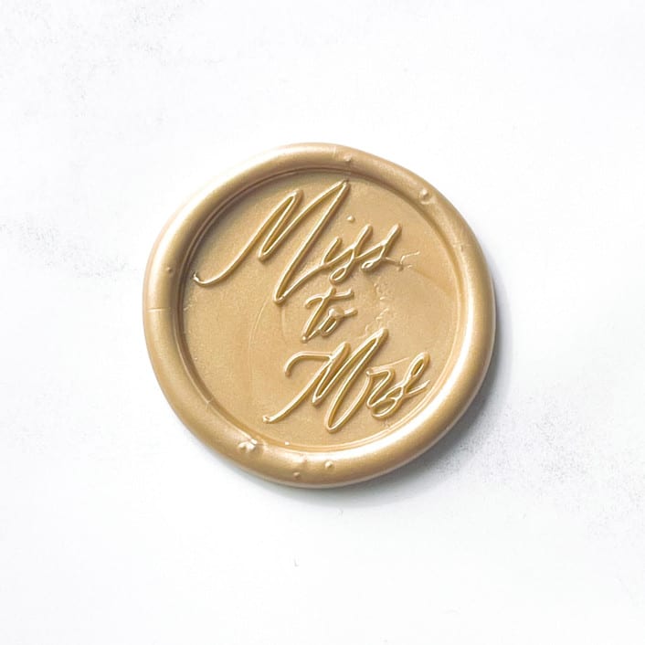 "Miss to Mrs Wax Seal in Prosecco Pack of 10" - Wax Seals in gold by Abby Choi