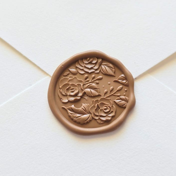 "Vintage Rose- Mocha -  Hand-crafted Wax Seals- Set of 25" - Wax Seals in brown by Inkspiringletters