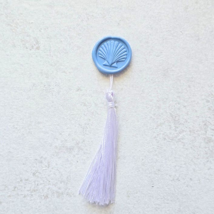 "Modern Seashell Wax Seal with White Tassel- Customizable Colors- Set of 25 Hand-crafted Wax Seals" - Wax Seals in multicolor by Inkspiringletters