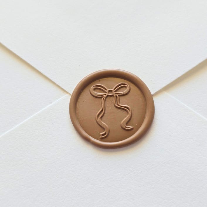 "Long-tailed Bow- Mocha -  Hand-crafted Wax Seals- Set of 25" - Wax Seals in brown by Inkspiringletters
