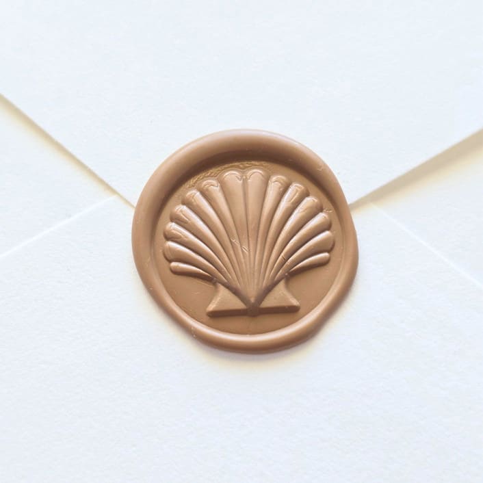 "Modern Seashell- Mocha -  Hand-crafted Wax Seals- Set of 25" - Wax Seals in brown by Inkspiringletters
