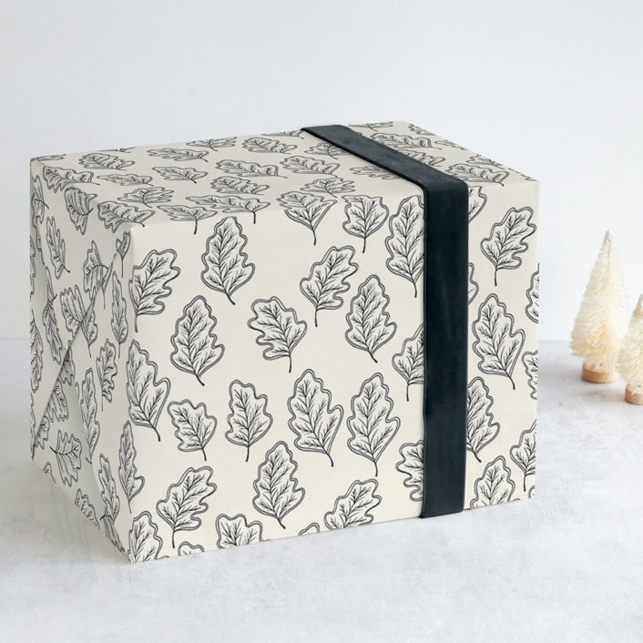"Sketched Oak" - Wrapping Paper in Cream by Katharine Watson - Front