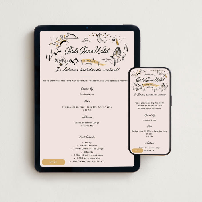 "Girls Gone Wild" - Online Bachelorette Party Invitations in Champagne by Kelsey Mucci - Mobile + desktop layout