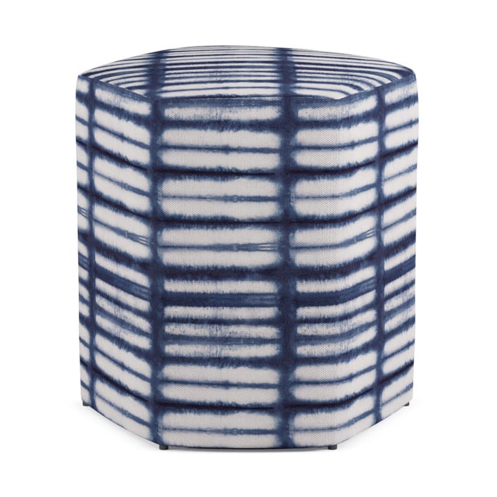 "Shibori lines" - Occasional Ottoman in Ink Blue by Creo Study