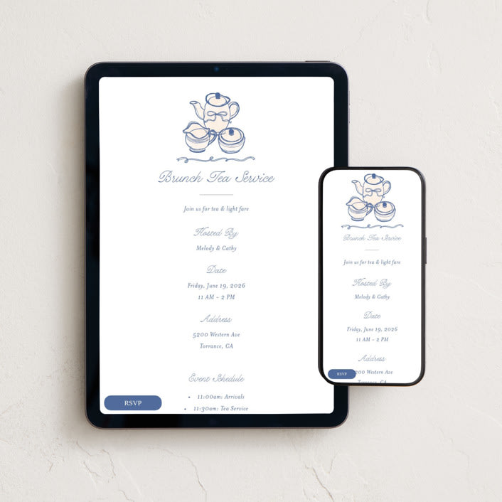 "Elegant Tea" - Online Dinner and Cocktail Party Invitations in Lagoon by Becky Nimoy - Mobile + desktop layout