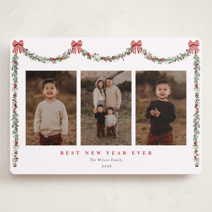 "Joyful Holly" - Holiday Cards in Peppermint by Susan Moyal - Front