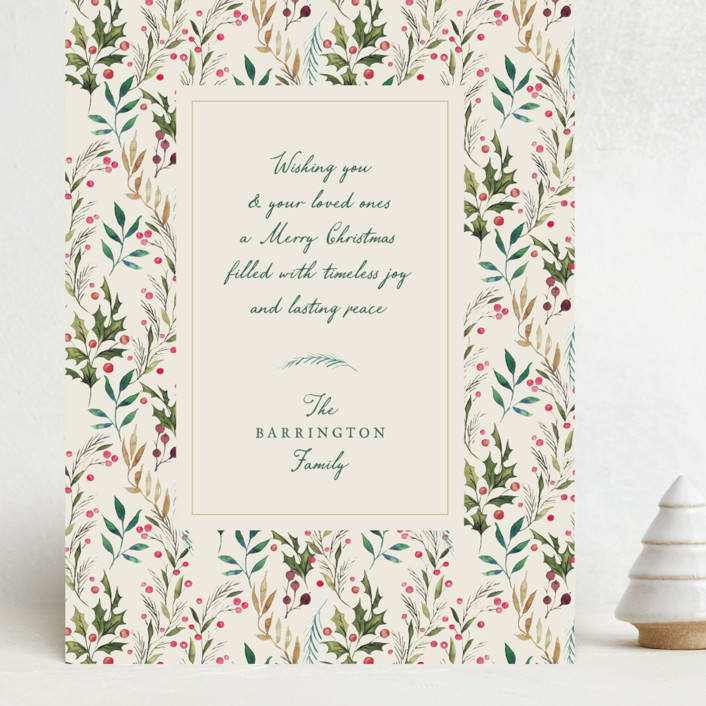 "Watercolor Print" - Holiday Cards in Holly by Becky Nimoy - Front