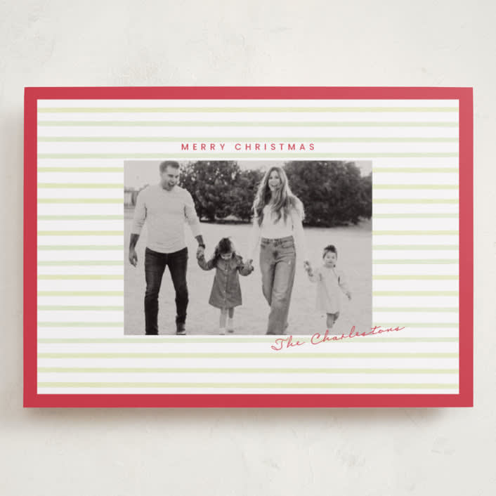 "Framed in Stripes" - Holiday Cards in Holly by Poised Avenue - Front