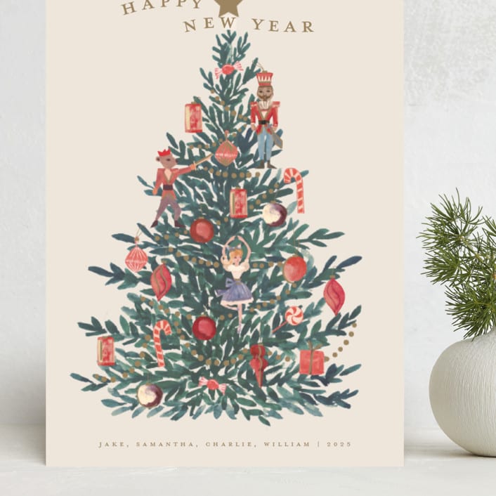 "Nutcracker Tree" - Holiday Cards in Caramel by Teju Reval - Front