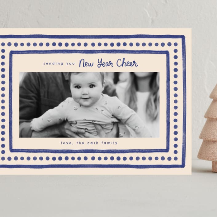 "Textiles" - Holiday Cards in Azure by Megan Cash - Front
