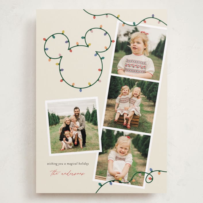 "Disney's Mickey Glowing Lights" - Holiday Cards in Gumdrop by Sarah Hawkins Designs - Front
