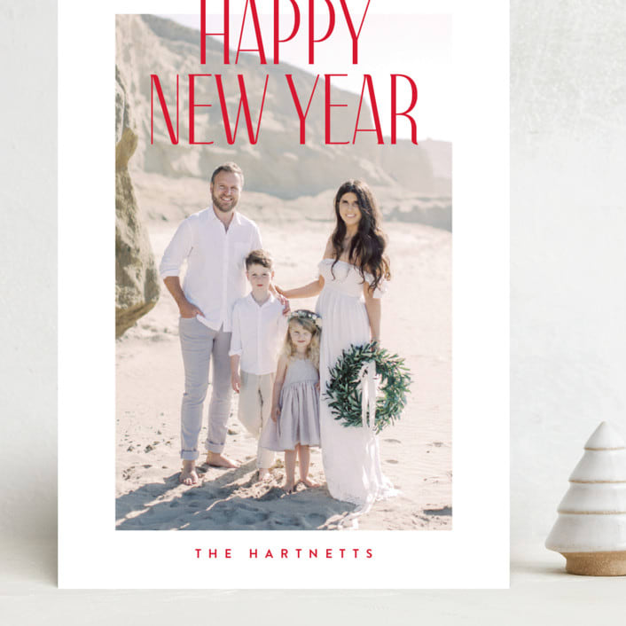 "Merry Title" - Holiday Cards in Poinsettia by Brooke Chandler - Front