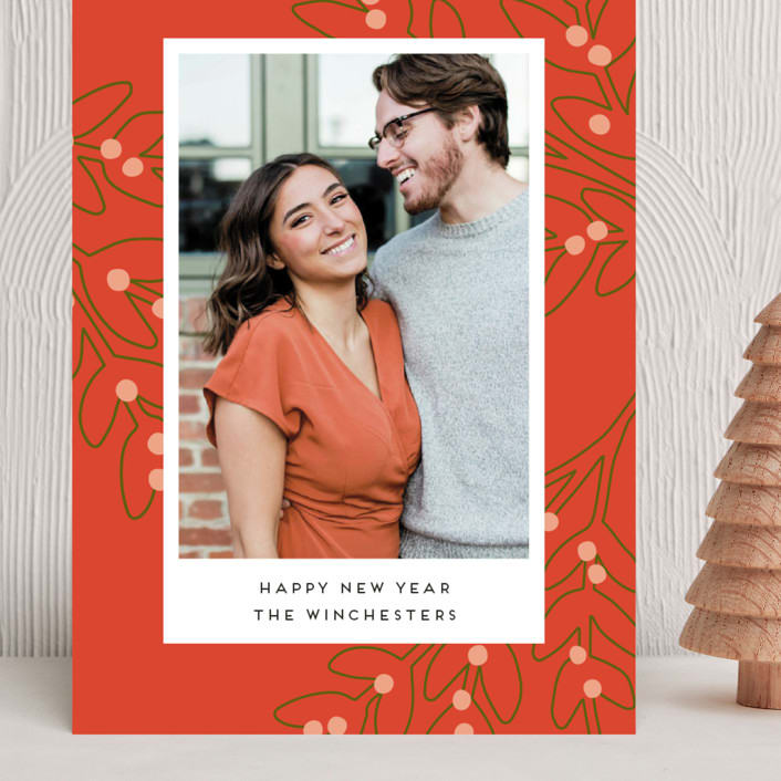 "Outlined Foliage" - Holiday Cards in Scarlet by Genna Blackburn - Front