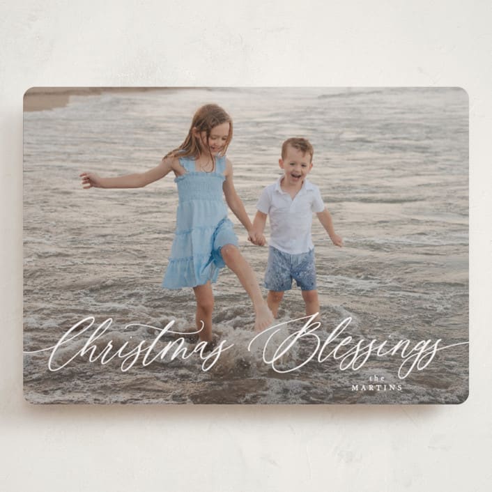 "Scripted Merry Christmas" - Holiday Cards in Snow by Kelly Schmidt - Front