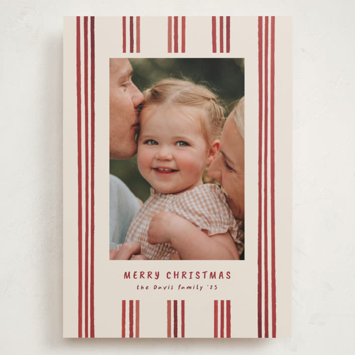 "painted lines" - Holiday Cards in Berry by Christy Hy Lee - Front