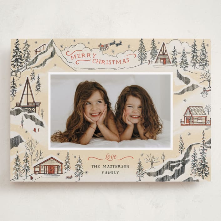 "Snow and Ivory Winter Scene" - Holiday Cards in Eggnog by Becky Nimoy - Front