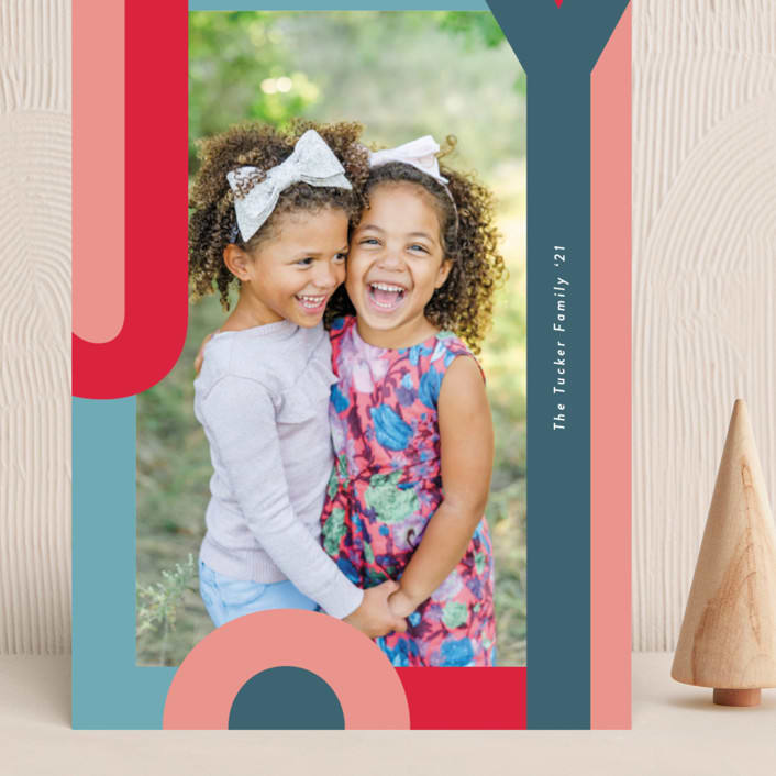 "Happy Hue" - Holiday Cards in Ruby by Lauren Chism - Front