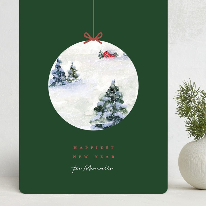 "Snowy Scene Ornament" - Holiday Cards in Fern by Lindsay Megahed - Front