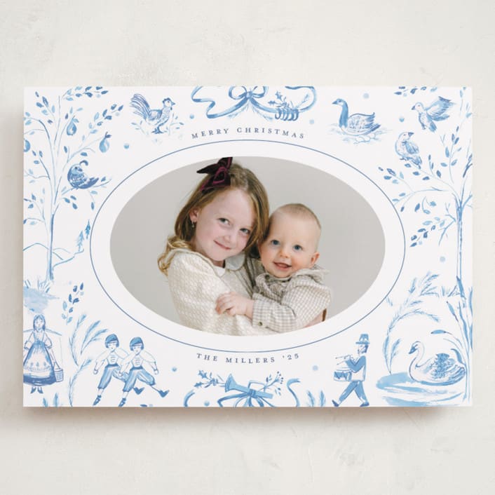 "12 Days of Christmas Toile" - Holiday Cards in Ice by Teju Reval - Front