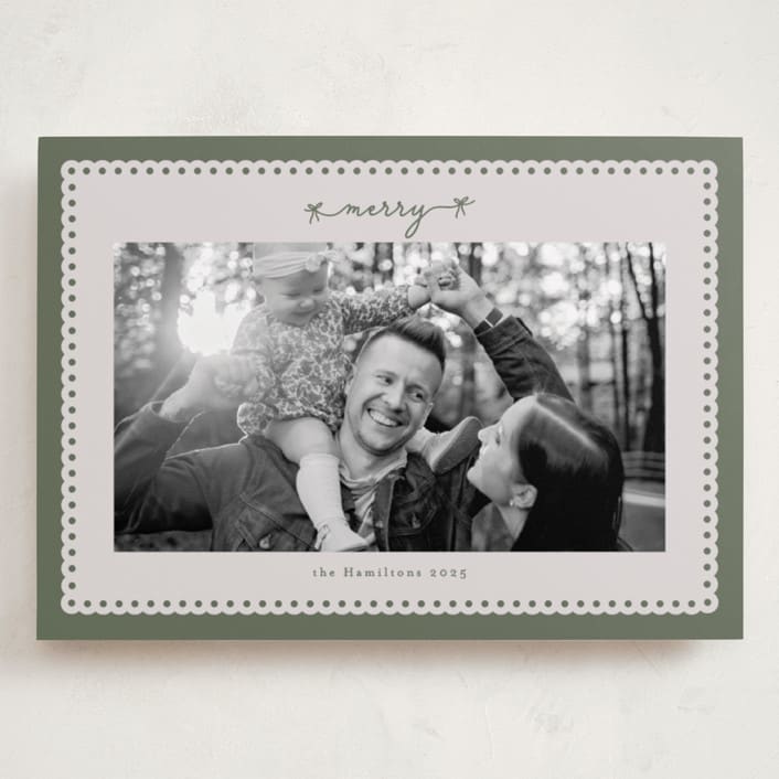 "Merry Bows" - Holiday Cards in Sage by Nicole Walsh - Front