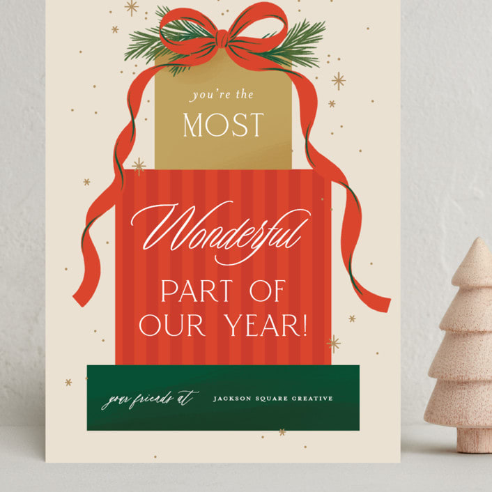"Gift Stack" - Holiday Cards in Santa by Paper Raven Co. - Front