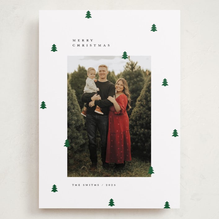 "Scattered Trees" - Holiday Cards in Cotton by Michelle Taylor - Front