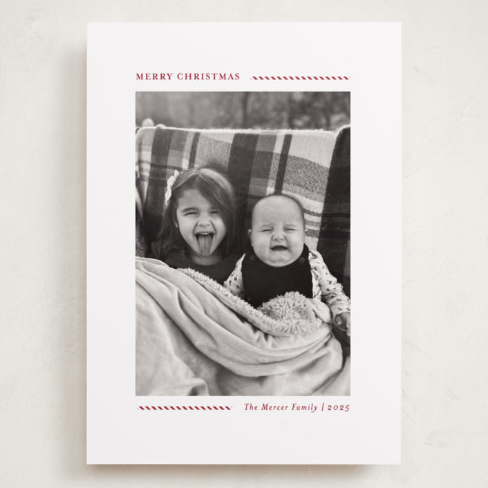 "Candy Cane Lines" - Holiday Cards in Candy Cane by Allison Orszak - Front
